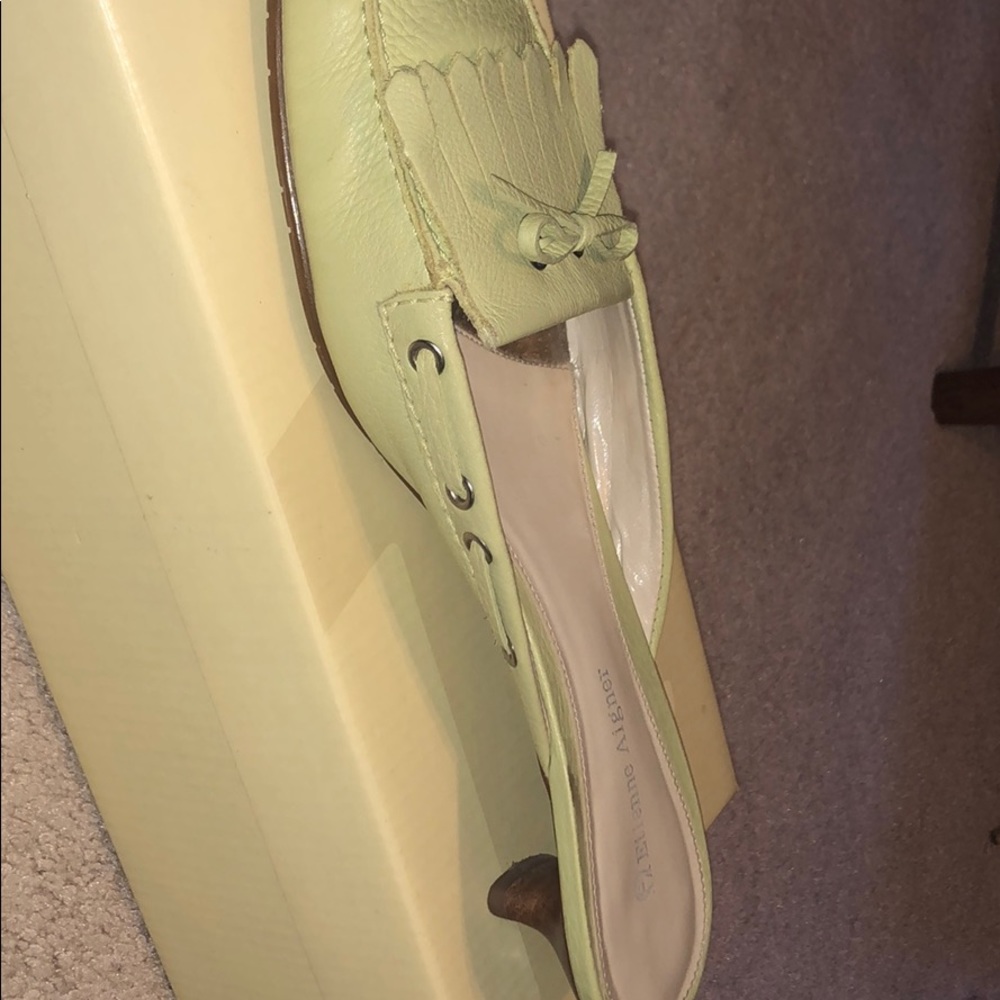 Mint green low heel shoes